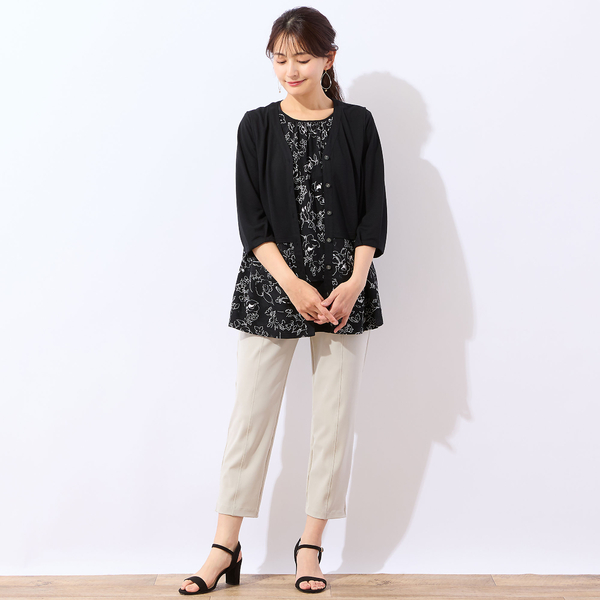 洗える・アンサンブル可】裾シアーフラワーベスト | レディース