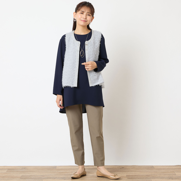 ロブジェ] 洗える・日本製 シアーカットジャカードベスト 洗える・日本