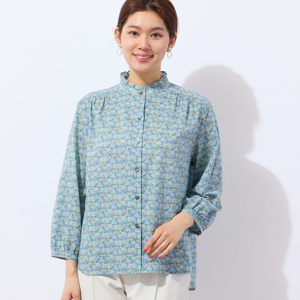 【洗える】リバティプリント 小花柄パフスリーブシャツ 洗える】リバティプリント 小花柄パフスリーブシャツ