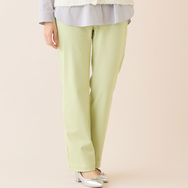 洗える・日本製】綿混ベーシックストレートパンツ（イエロー