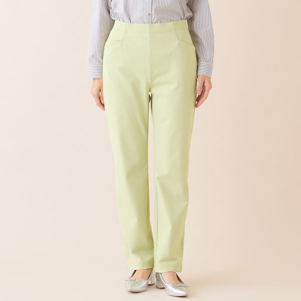 洗える・日本製】綿混ベーシックストレートパンツ（イエロー