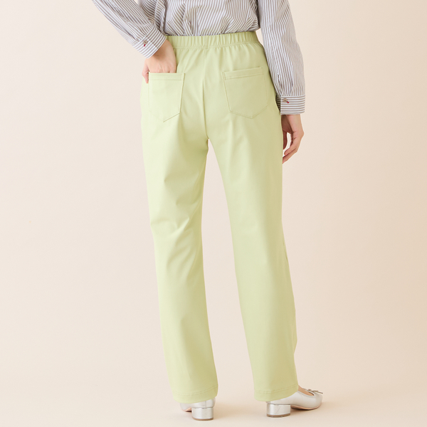 洗える・日本製】綿混ベーシックストレートパンツ（イエロー
