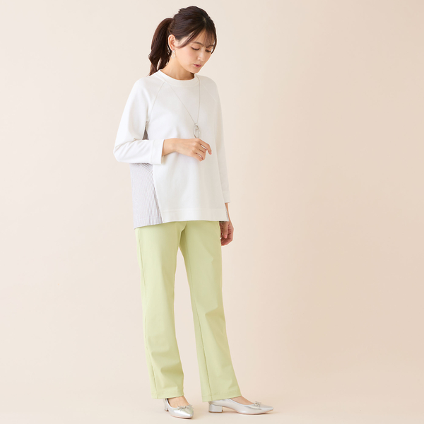 洗える・日本製】綿混ベーシックストレートパンツ（イエロー