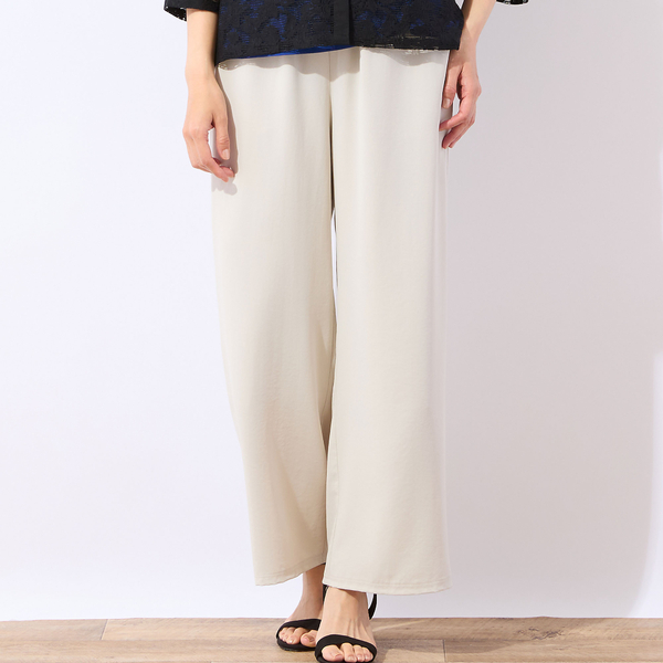 美品♪ベイジ BEIGE, ウエストリボン ワイドパンツ オールインワン 接触冷感・洗える・セットアップ可】ウエストリボンワイドパンツ