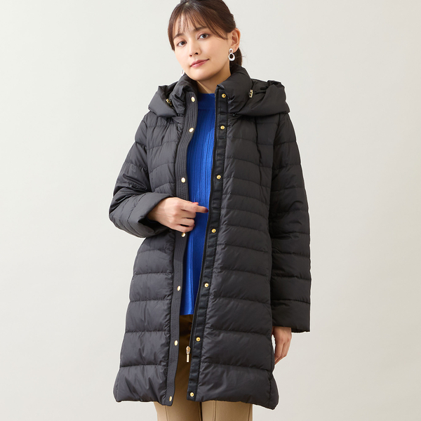 ネイビー ダウンスカート LGロゴ付き 一部店舗・WEB限定・フード取り外しOK】ロングダウンコート