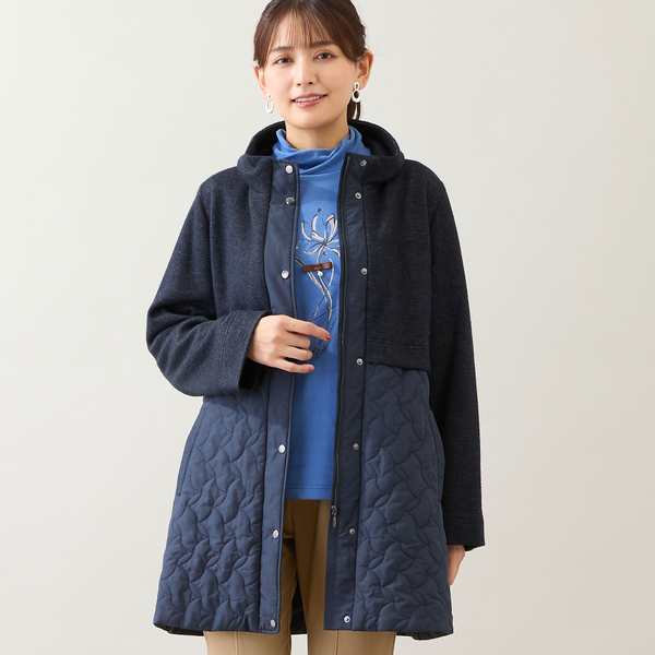 キルティングデニムジャケット - ダークデニムブルー - レディース