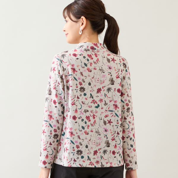 洗える・日本製】ボタニカル柄起毛カットソー | レディース