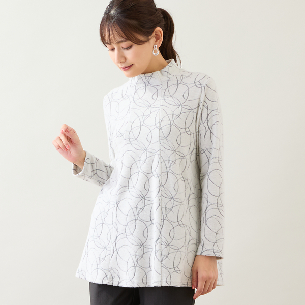 洗える・日本製】サークルジャカード起毛カットソー | レディース