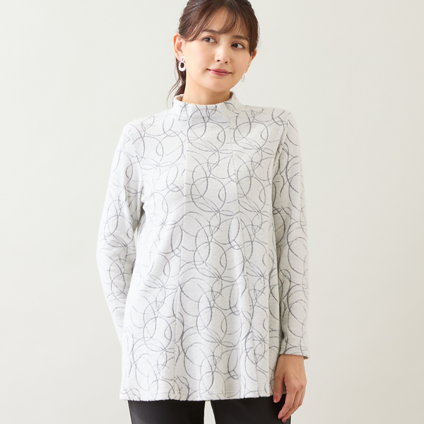 洗える・日本製】サークルジャカード起毛カットソー | レディース