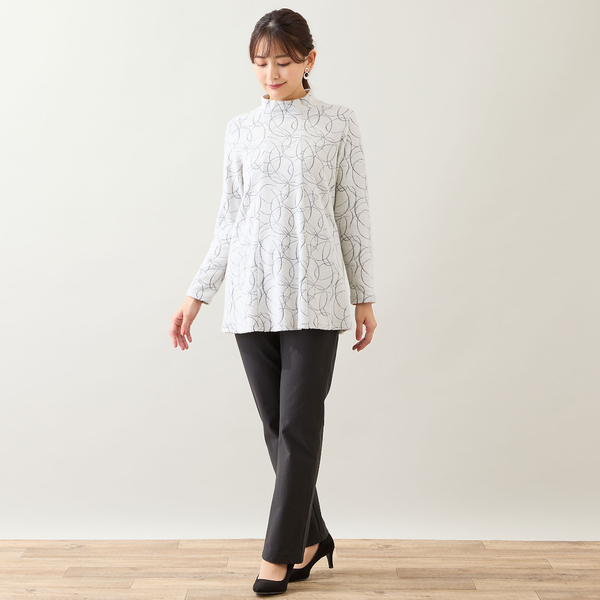 洗える・日本製】サークルジャカード起毛カットソー | レディース