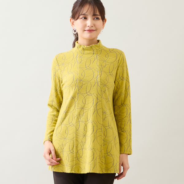 【NEW】ロブジェ（LOBJIE）/【洗える・日本製】サークルジャカード起毛カットソー 洗える・日本製】サークルジャカード起毛カットソー | レディース