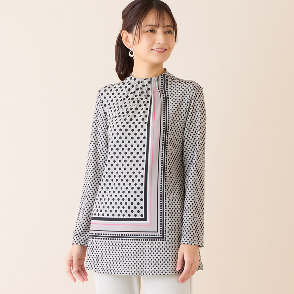 洗える・日本製】ドットパネル柄チュニック | レディースファッション