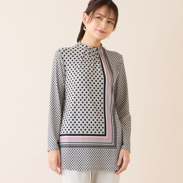 洗える・日本製】ドットパネル柄チュニック | レディースファッション