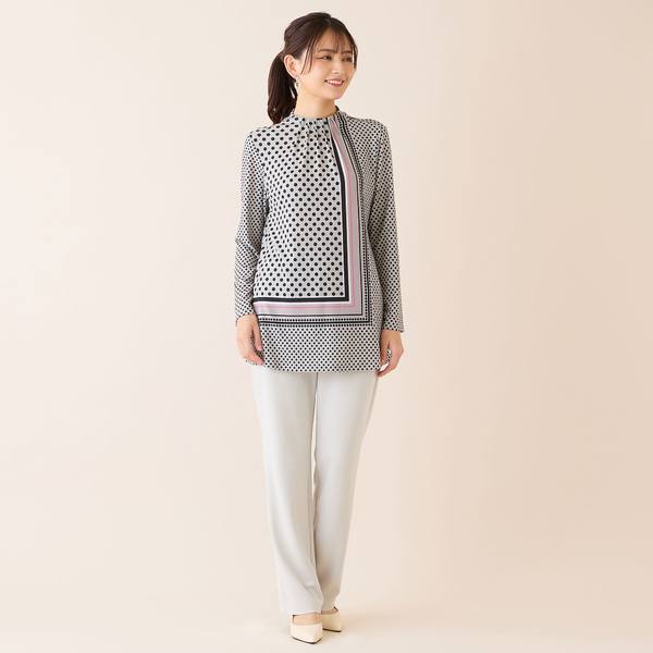 ［新品］メタリックドットチュニック 新品 CADUNE メタリックドットチュニック （紺） 新品 CADUNE