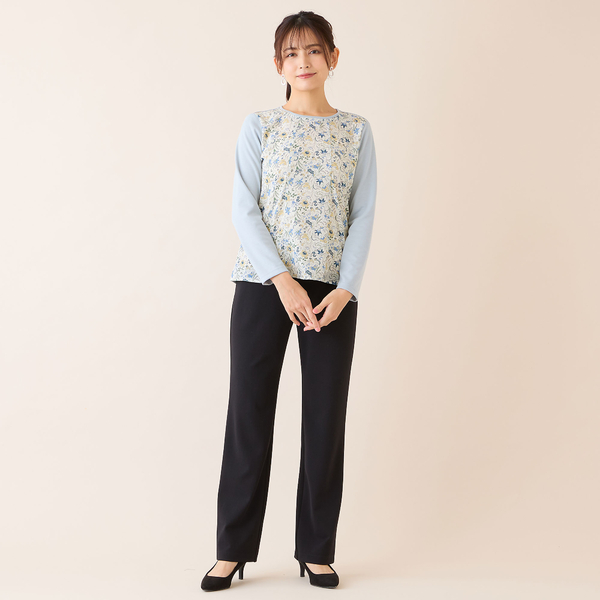 洗える・アンサンブル可・日本製】ボタニカル柄カットソー