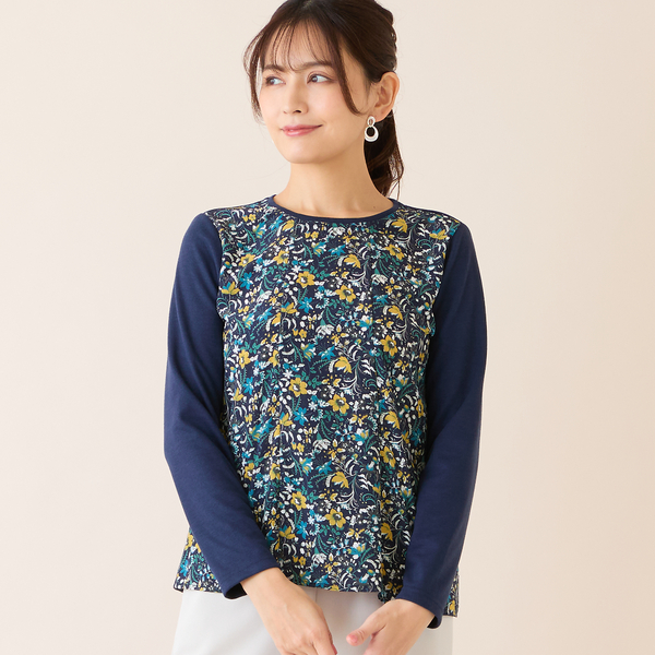 洗える・アンサンブル可・日本製】ボタニカル柄カットソー