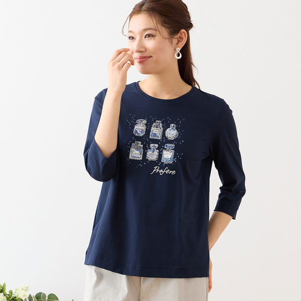【洗える・日本製】パフューム刺繍 カットソー 洗える・日本製】パフューム刺繍 カットソー | レディース
