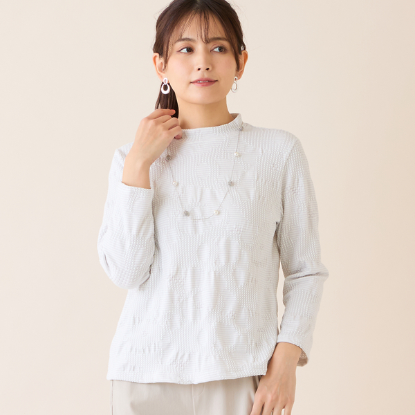 洗える・日本製】シャーリングジャカードカットソー | レディース