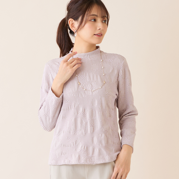 洗える・日本製】シャーリングジャカードカットソー | レディース