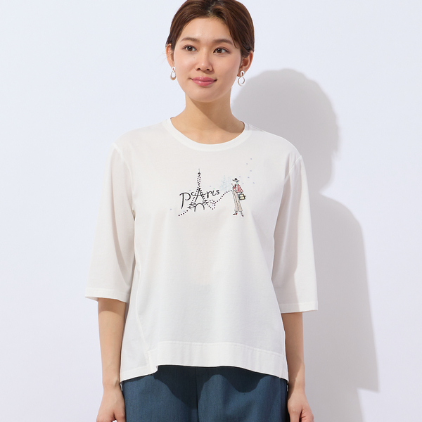 【洗える】Lobin エッフェル塔柄Tシャツ 洗える】Lobin エッフェル塔柄Tシャツ｜ジュニアーオンライン