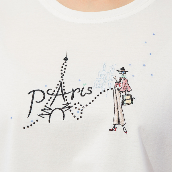 【洗える】Lobin エッフェル塔柄Tシャツ 洗える】Lobin エッフェル塔柄Tシャツ | レディースファッション
