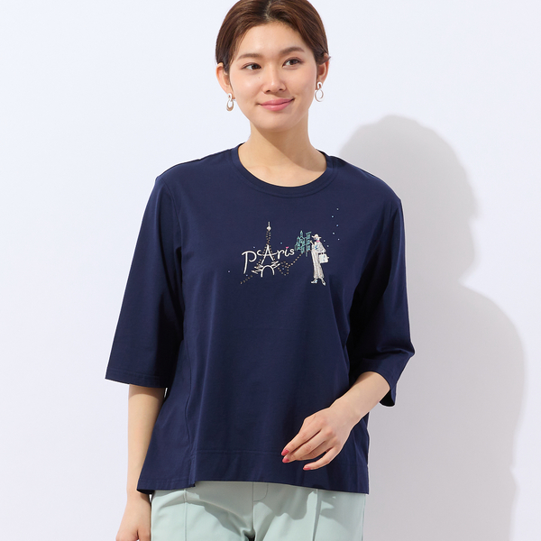 【洗える】Lobin エッフェル塔柄Tシャツ 洗える】Lobin エッフェル塔柄Tシャツ | レディースファッション