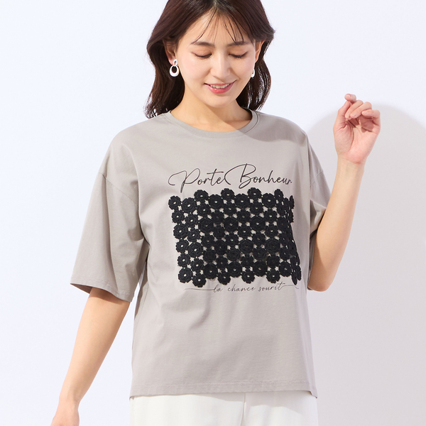 洗える】フラワーレースつきTシャツ | レディースファッション【JUNIOR