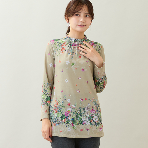 洗える・日本製】花柄パネルプリントチュニック | レディース
