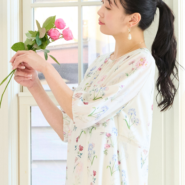洗える・WEB限定カラー・M～3Lサイズ】ボタニカルフラワーワンピース