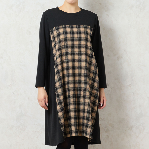 WEB限定カラーあり・3L/4Lサイズあり】チェック柄Aラインワンピース