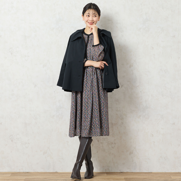 人気アイテム・洗える・3L/4Lサイズあり】カットジャカードワンピース