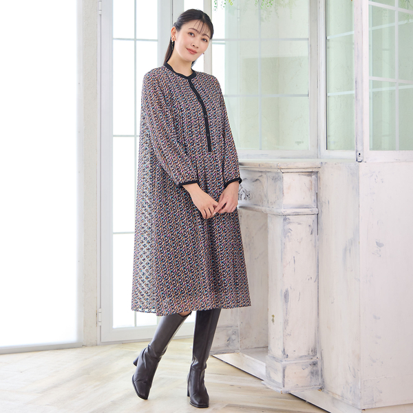 試着程度　23区 大きいサイズ 46定価36000円 4L 洗えるワンピース 洗える】フルールコードレース ワンピース （ロング・マキシ丈