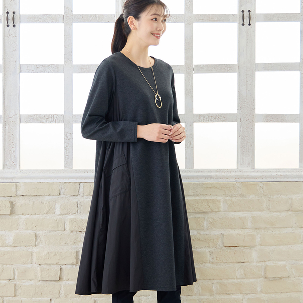 洗える・3L/4Lサイズあり】タフタドッキングワンピース | レディース