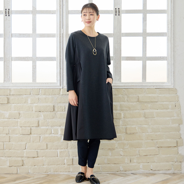 洗える・3L/4Lサイズあり】タフタドッキングワンピース | レディース