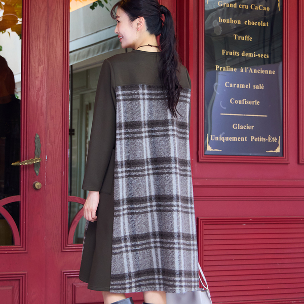 WEB限定カラーあり・3L/4Lサイズあり】スライバーチェックワンピース