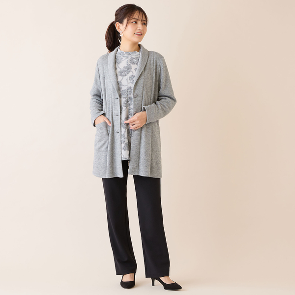 23区　コート　グレー　カーディガン　48 3L 4L 5L 新品　大きいサイズ 洗える・アンサンブル可・3L/4Lサイズあり】ソフトニットカーディガン