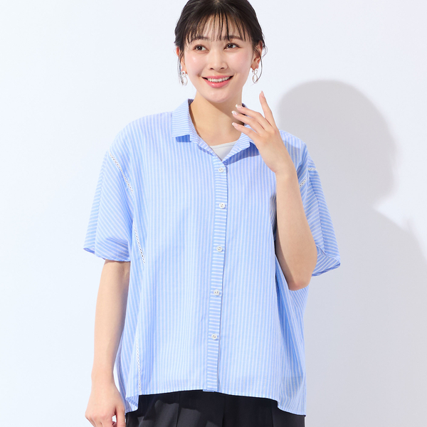 洗える・3Lサイズあり】ストライプワイドシャツ | レディース