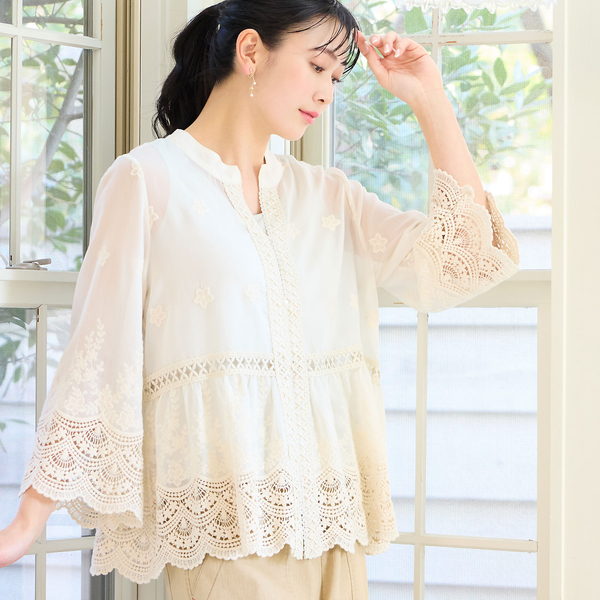 洗える・M～3Lサイズ】レース刺繍ブラウス | レディースファッション