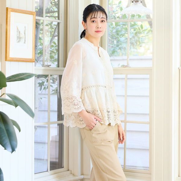 洗える・M～3Lサイズ】レース刺繍ブラウス | レディースファッション
