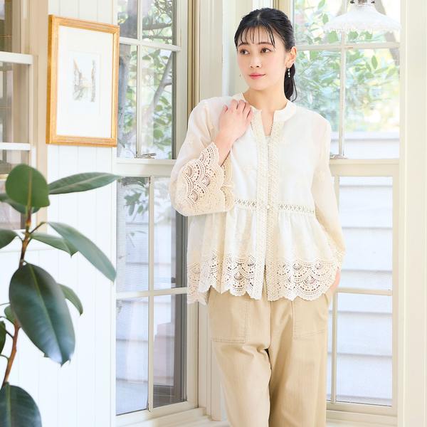 洗える・M～3Lサイズ】レース刺繍ブラウス | レディースファッション