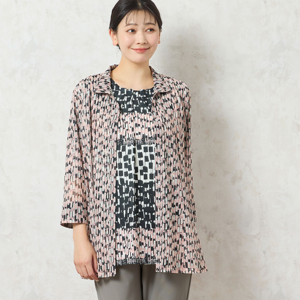 【洗える・アンサンブル可能】小花柄チュールシャツ 洗える・アンサンブル可能】小花柄チュールシャツ