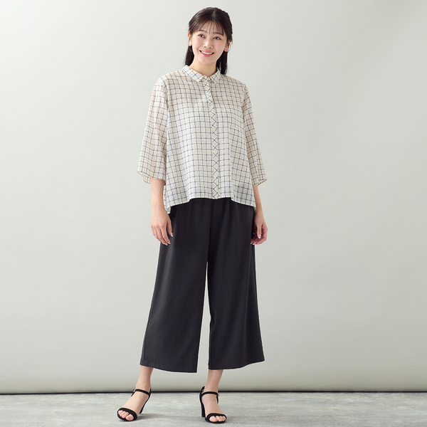洗える・L～3Lサイズ】シアーチェックブラウス | レディース