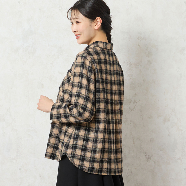 WEB限定カラーあり・3L/4Lサイズあり】ウールチェックシャツ