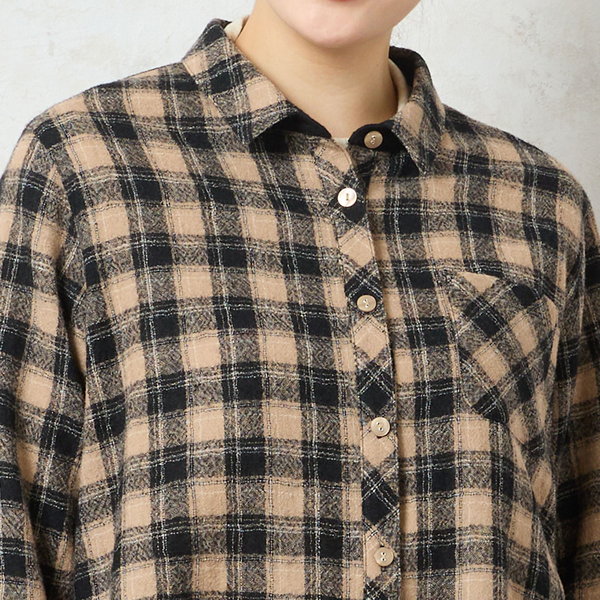 WEB限定カラーあり・3L/4Lサイズあり】ウールチェックシャツ