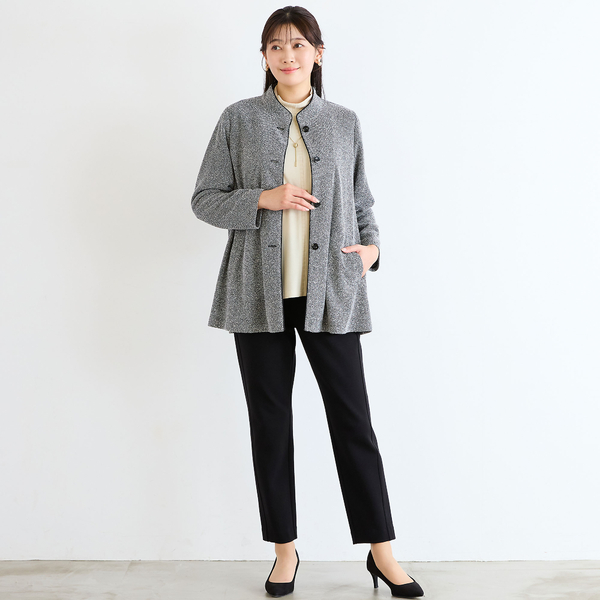 ☆TO BE CHIC ニットジャケットⅢサイズ☆ 洗える・L～3Lサイズ】Aラインツイーディーニットジャケット