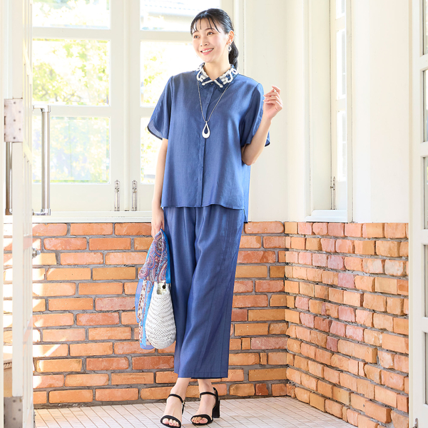 LL 新品タグ付き　ミゼール　パンツ　黒ブラック　クールモーション 洗える・接触冷感・セットアップ可・L～4Lサイズ】サイド切り替え