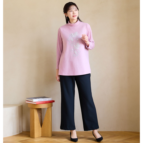 蓄熱・洗える・日本製・L～4Lサイズ】裏起毛セミワイドパンツ