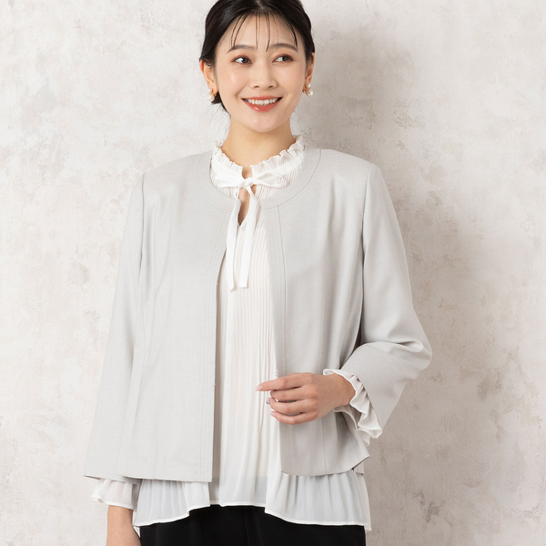 アンサンブル可能・4Lサイズあり】ノーカラー ボレロジャケット