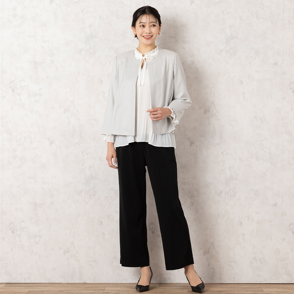 エスカーダ ノーカラー ビーズ刺繍 ノーカラージャケット ボレロ 36