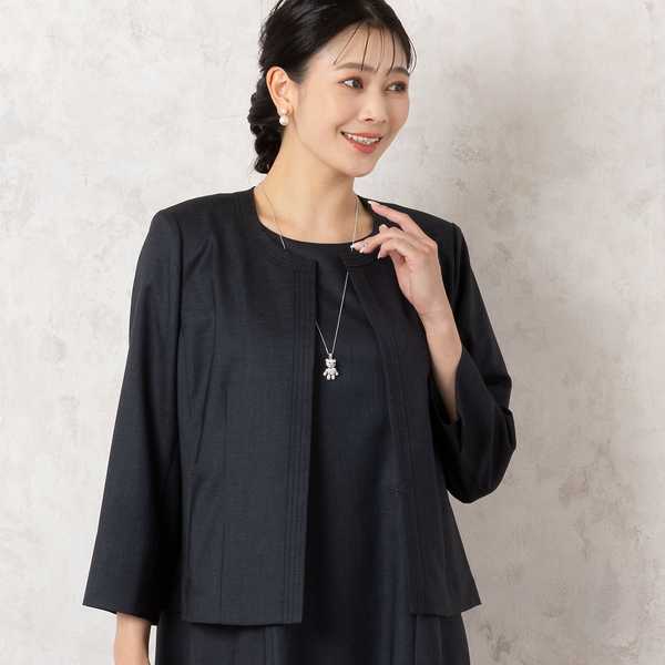 アンサンブル可能・4Lサイズあり】ノーカラー ボレロジャケット